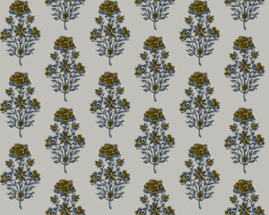 abstract Hand indian Block Print Ajrakh Print background pattern