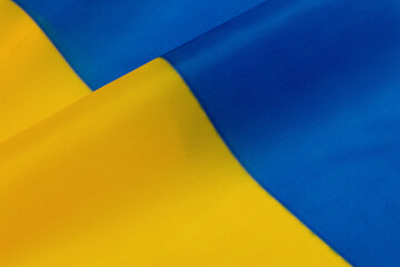 The flag of Ukraine. Highly detailed wavy fabric structure.