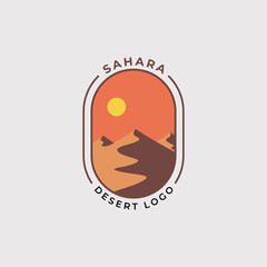 sahara desert or sand dune logo vector illustration design - obrazy, fototapety, plakaty