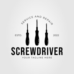 three screwdriver or workshop repair logo vector illustration design