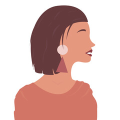 vector illustration of cute woman in modern earnings. Faceless flat illustration 
