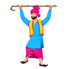 Indian Punjabi Man Dancing Bhangra for Baisakhi and lohri