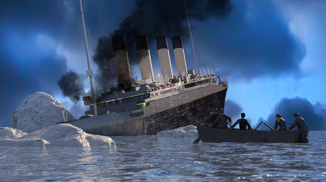 rms titanic hitting the iceberg
