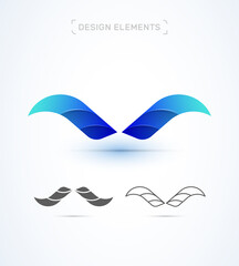 Abstract letter A, V, W, M vector logo template. Creative app icon, company sign in flat, 3d, line styles. Twisted origami
