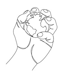 hand squeezing the globe