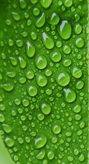 Close up of rain drops on a green orange leaf