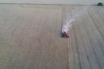 Barley harvest aerial view, in La Pampa, Argentina.