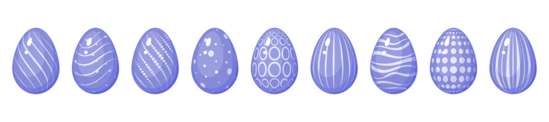 Set of very peri Easter eggs with decoration