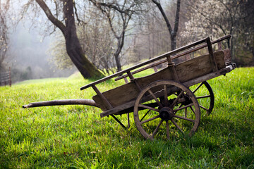 Old wooden cart in rural Slovenia