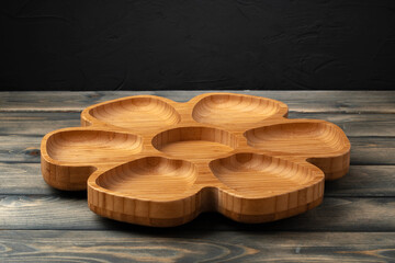 Wooden board for food on wooden background