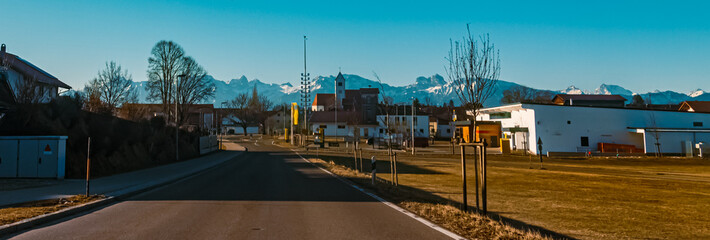 Beautiful alpine winter landscape shot at Lengenwang, Bavaria, Germany