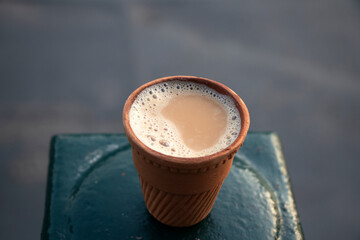 Tea in a traditional natural clay cup known as kullad