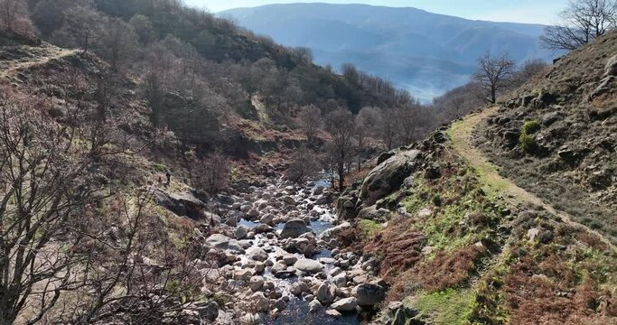 Breathless view of the river flow in Valle del Jerte, Spain