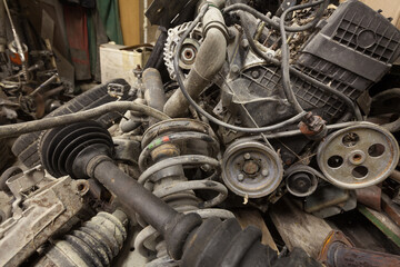 Fototapeta na wymiar Mechanical Garage trash Car Motor Parts