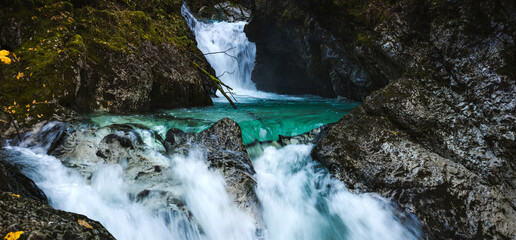 Waterfall Lepena in Slovenian Wilderness