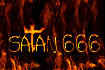 The Number and name of the beast on burning hell background