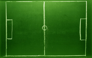 Soccer field on a blackboard, soccer competition, training, instructions