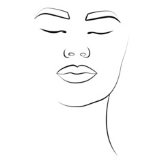 Portrait. One-line face. The modern art of minimalism, aesthetic contour. Abstract portrait of a woman in a minimalist style.