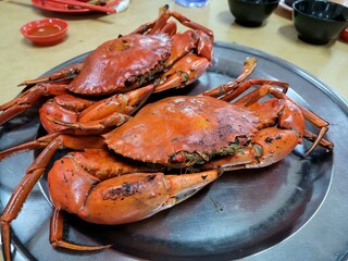 Grilled bbq big sized crab seafood