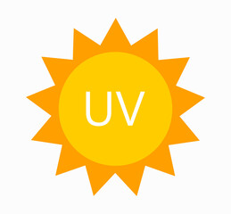 Sun icon, ultraviolet UV radiation in sunlight concept.
