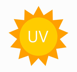 Sun icon, ultraviolet UV radiation in sunlight concept.