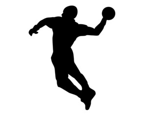 silhouette of a man jumping handball