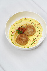 Mashed potatoes and chicken cutlet, close-up