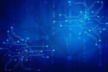 Abstract futuristic circuit board Illustration, Circuit board with various technology elements. Circuit board pattern for digital abstract technology background