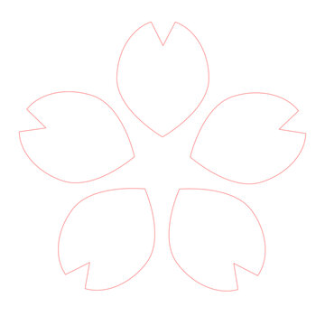 Simple cherry blossom icon (line drawing) isolated