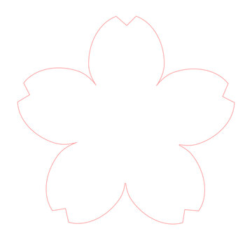 Simple cherry blossom icon (line drawing) isolated