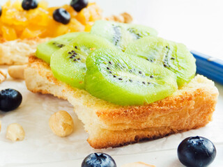 Toasts with fruits and berries