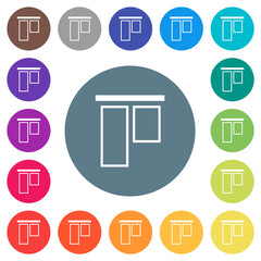 Align to top outline flat white icons on round color backgrounds