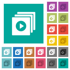Play files solid square flat multi colored icons
