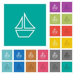 Sailboat outline square flat multi colored icons