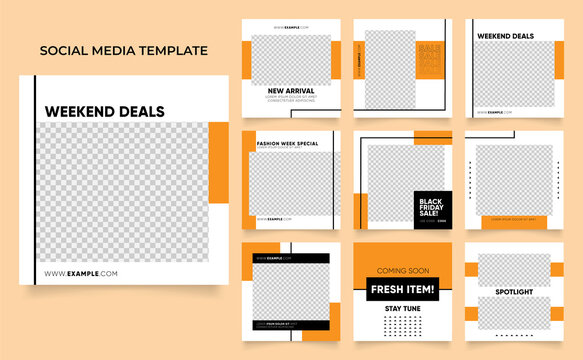 Social Media Template Banner Fashion Sale Promotion. Fully Editable Instagram And Facebook Square Post Frame Puzzle Organic Sale Poster.