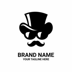 gentleman face silhouette vector, vector design logo	