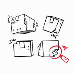 hand drawn doodle broken cardboard icon illustration vector isolated