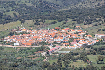 Landscape of extremadura grassland with the Tajo river