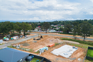 Aerial view of new residential housing area under development