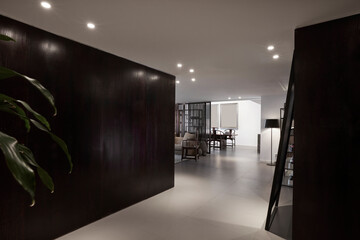 Modern and concise office interior entry aisle