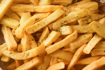 French fries. Abstract nature background. Diverse Keto Dishes. Fast food and unhealthy food concept. Top view.