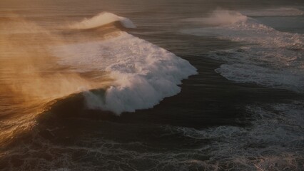 Portugal, Nazarè waves on sunset