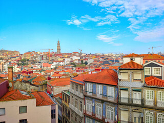 Naklejka na ściany i meble Porto oldtown cityscape Clérigos Tower