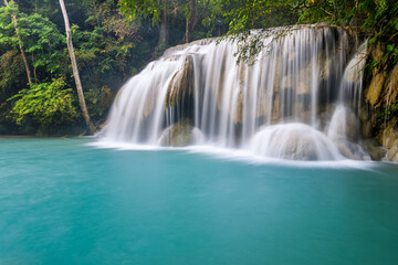 Erawan Waterfall,beautiful waterfall deep forest in Thailand