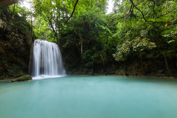 Erawan Waterfall,beautiful waterfall deep forest in Thailand