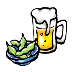 ジョッキビールと枝豆