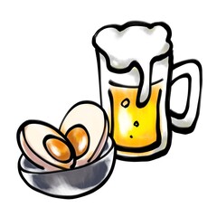 ジョッキビールと煮卵