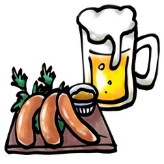 ジョッキビールとソーセージ
