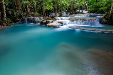 Erawan Waterfall,beautiful waterfall deep forest in Thailand