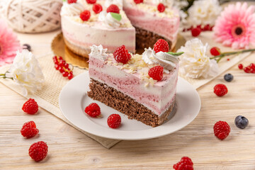 Piece of fruit yogurt cake.